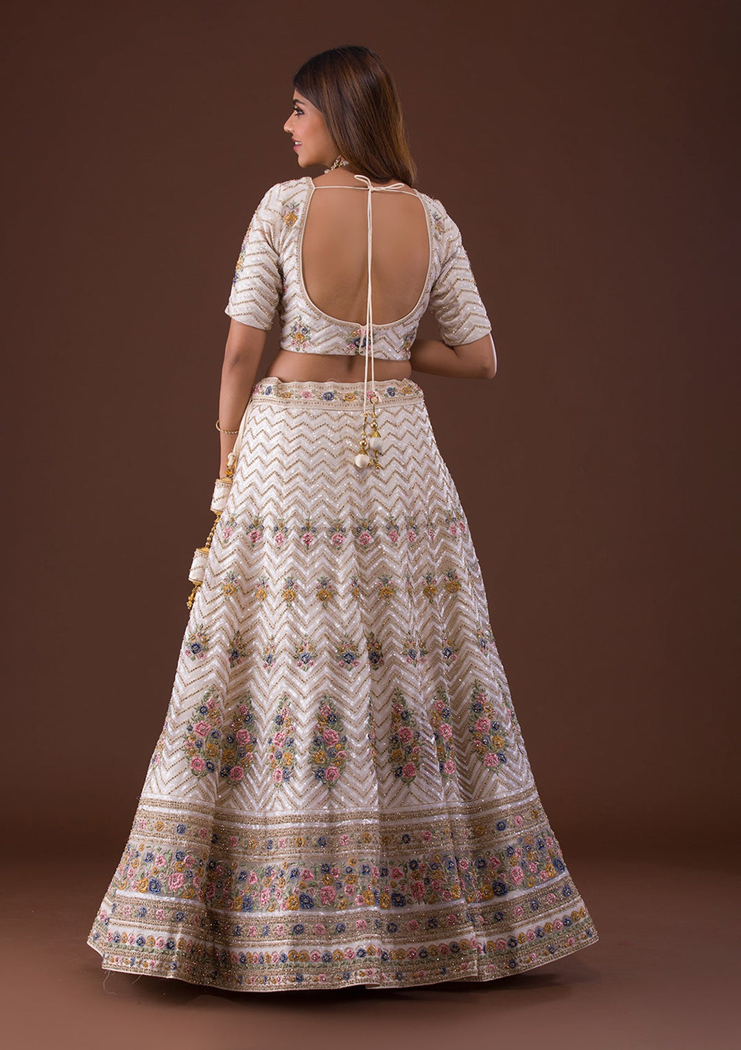 Gold Stonework Net Lehenga-Koskii