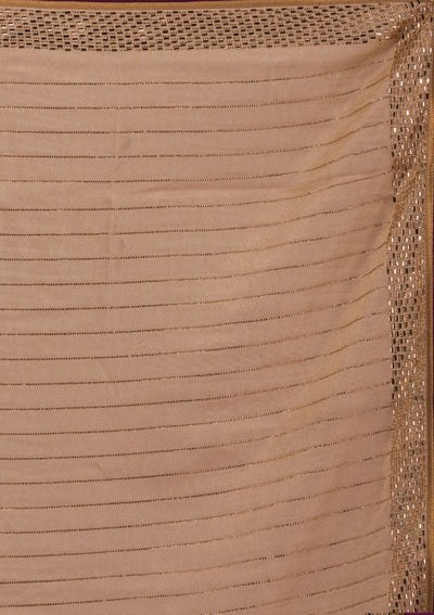 Gold Stonework Satin Unstitched Saree-Koskii