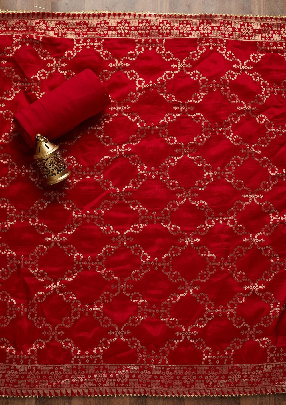 Gold Stonework Semi Crepe Unstitched Salwar Suit - Koskii