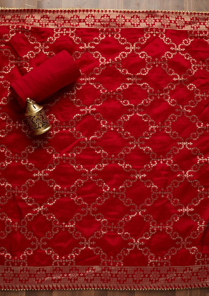 Gold Stonework Semi Crepe Unstitched Salwar Suit - Koskii