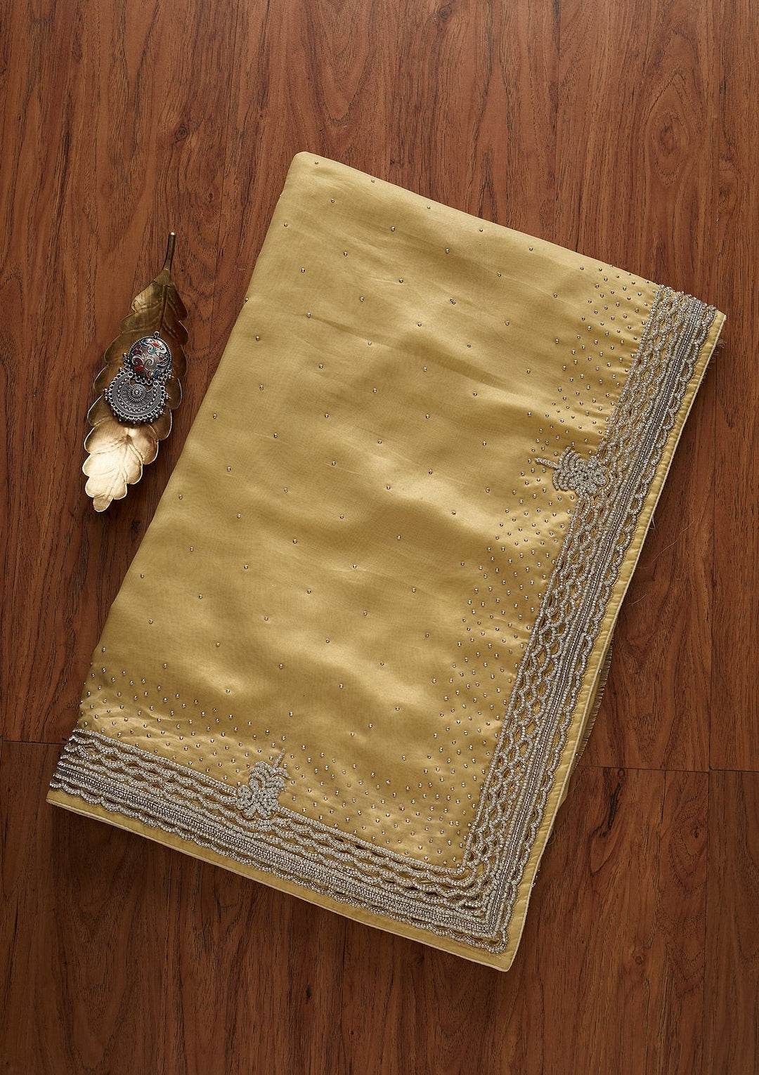 Gold Stonework Shimmer Designer Saree - koskii