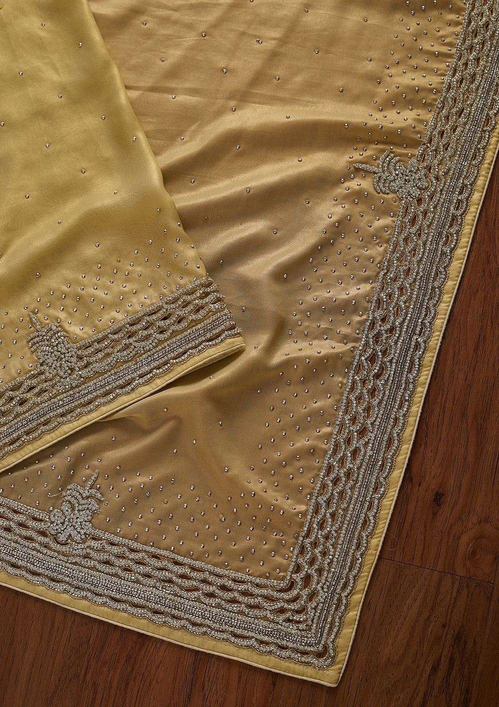 Gold Stonework Shimmer Designer Saree - koskii