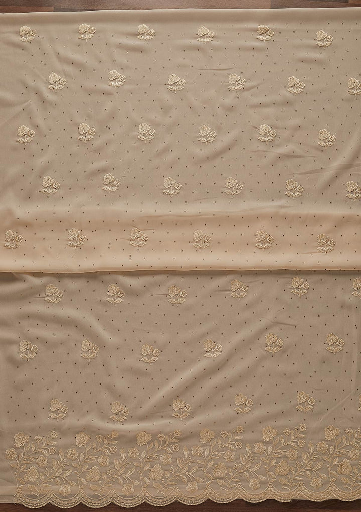 Gold Swarovski Georgette Designer Unstitched Salwar Suit - Koskii