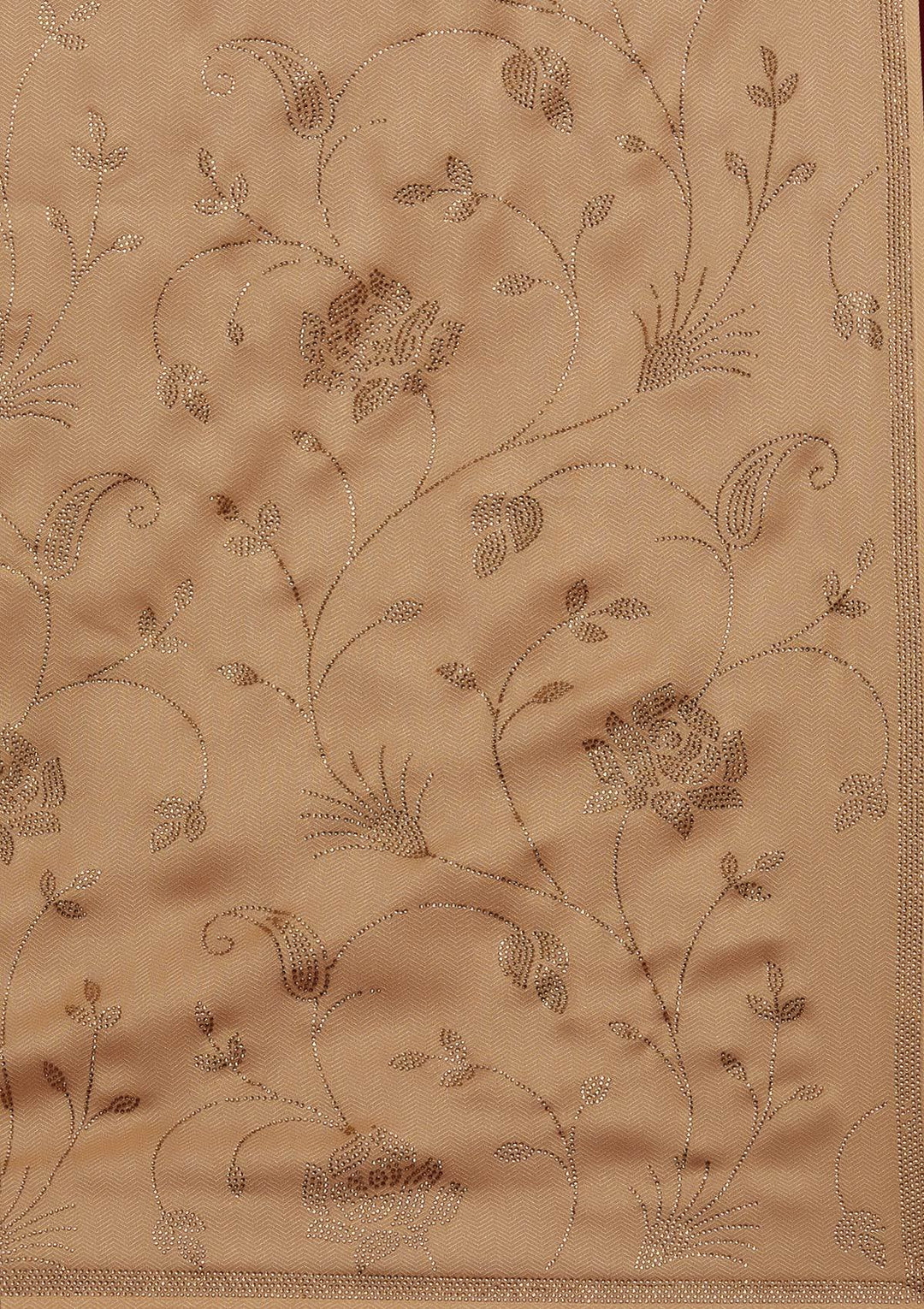 Gold Swarovski Shimmer Designer Saree - koskii