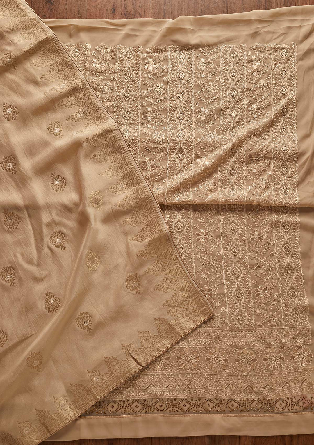 Gold Threadwork Georgette Designer Semi-Stitched Salwar Suit - koskii