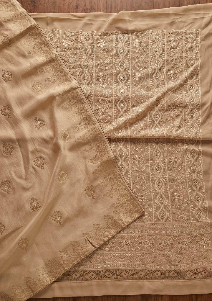 Gold Threadwork Georgette Designer Semi-Stitched Salwar Suit - koskii
