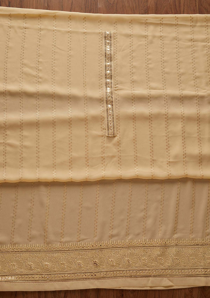 Gold Threadwork Georgette Designer Unstitched Salwar Suit - koskii