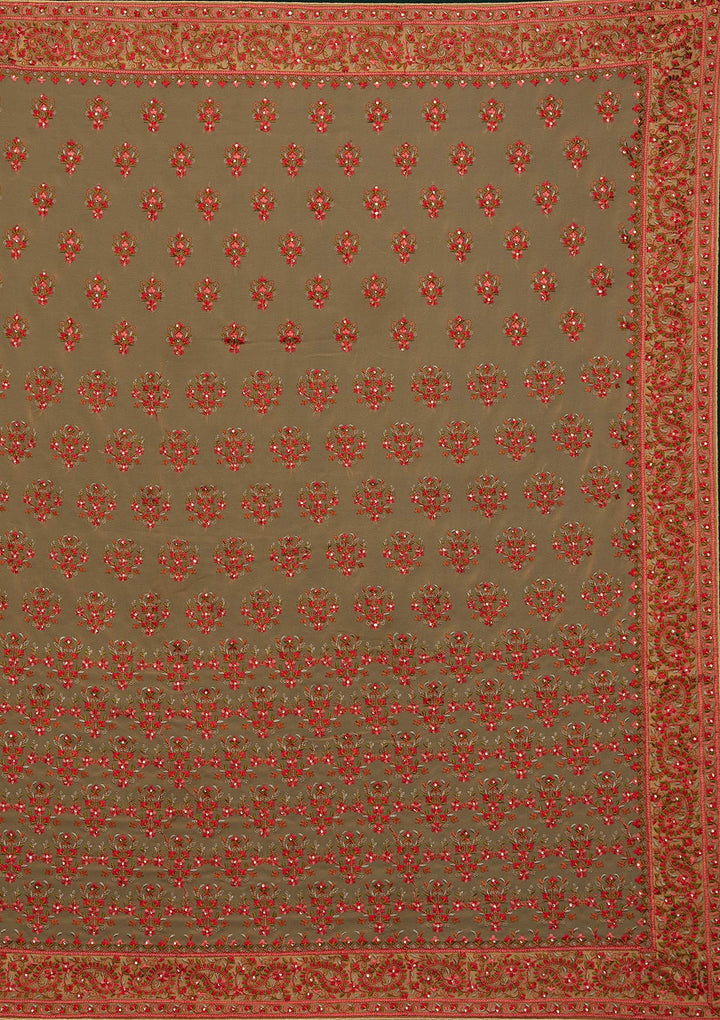 Gold Threadwork Georgette Designer Saree - Koskii