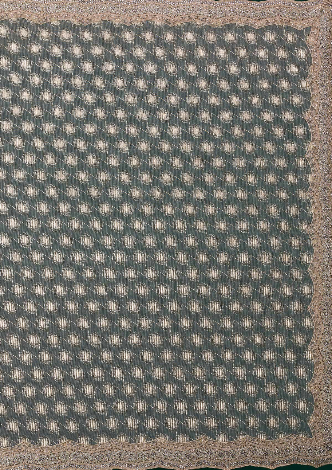 Gold Threadwork Net Saree-Koskii