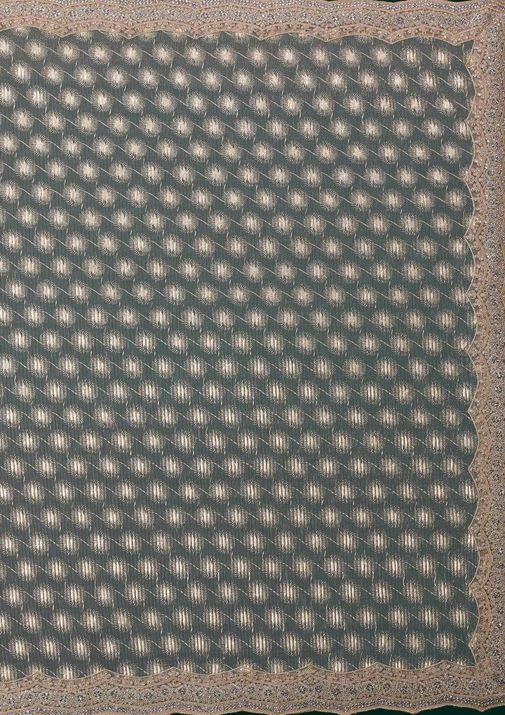 Gold Threadwork Net Saree-Koskii