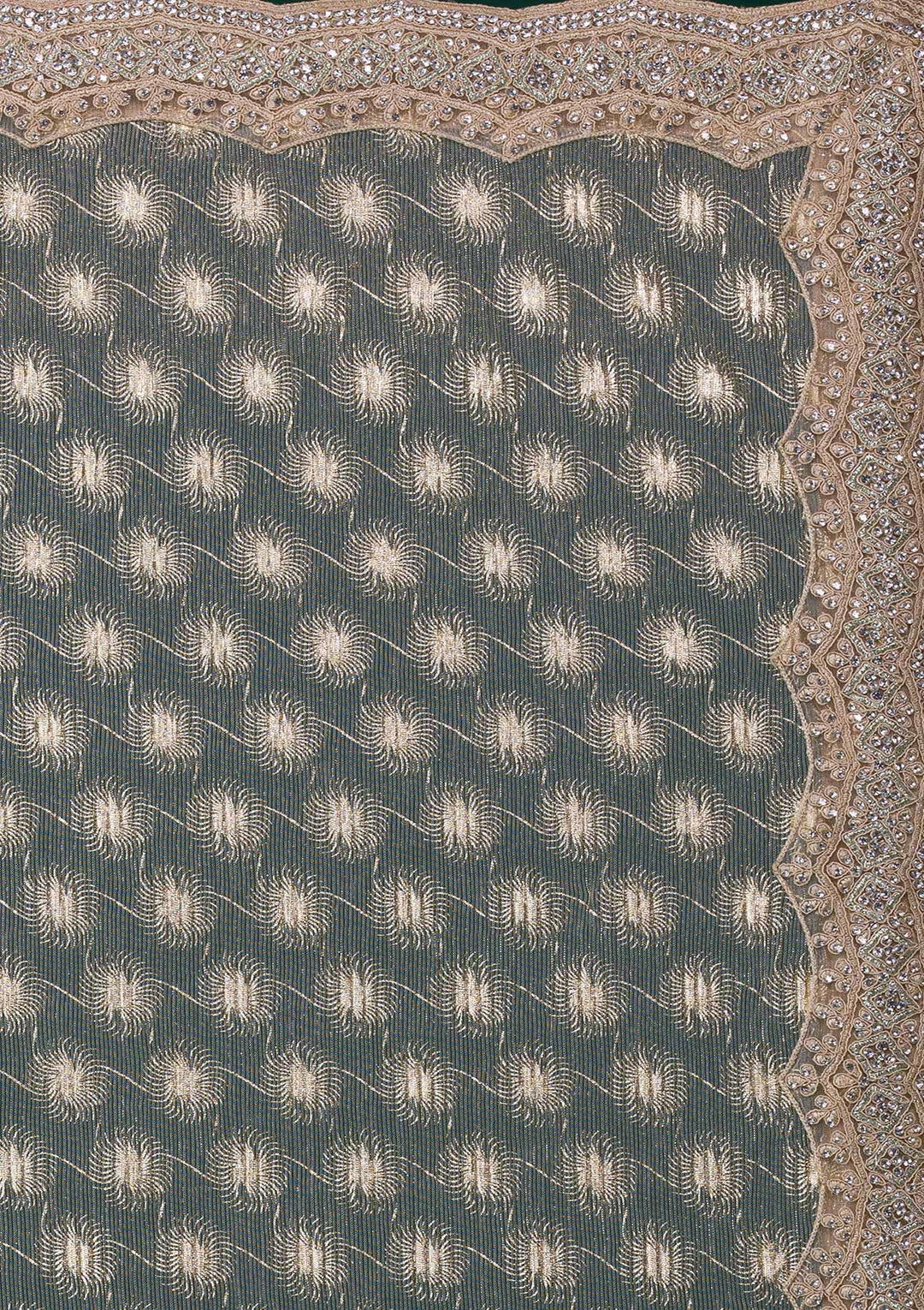 Gold Threadwork Net Saree-Koskii
