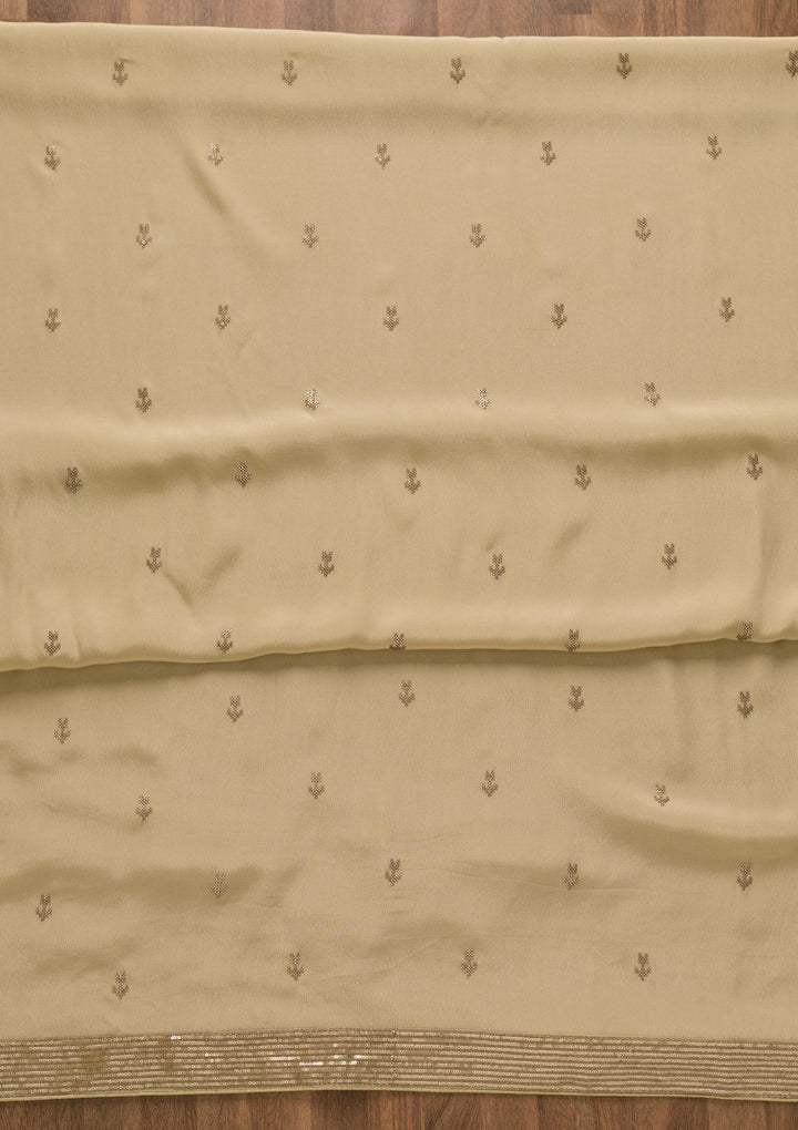 Gold Threadwork Semi Crepe Unstitched Salwar Kameez-Koskii