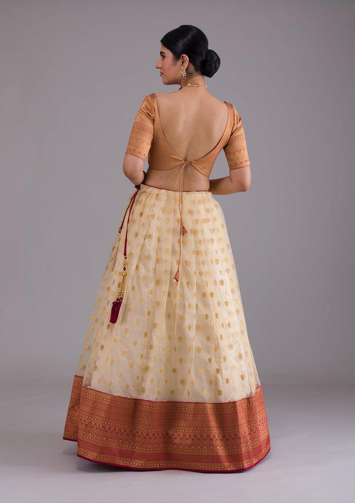 Gold Zariwork Art Silk Designer Lehenga-Koskii