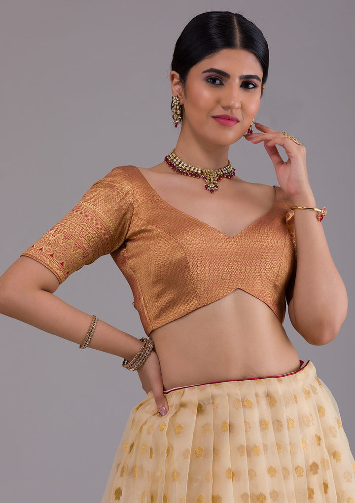 Gold Zariwork Art Silk Designer Lehenga-Koskii