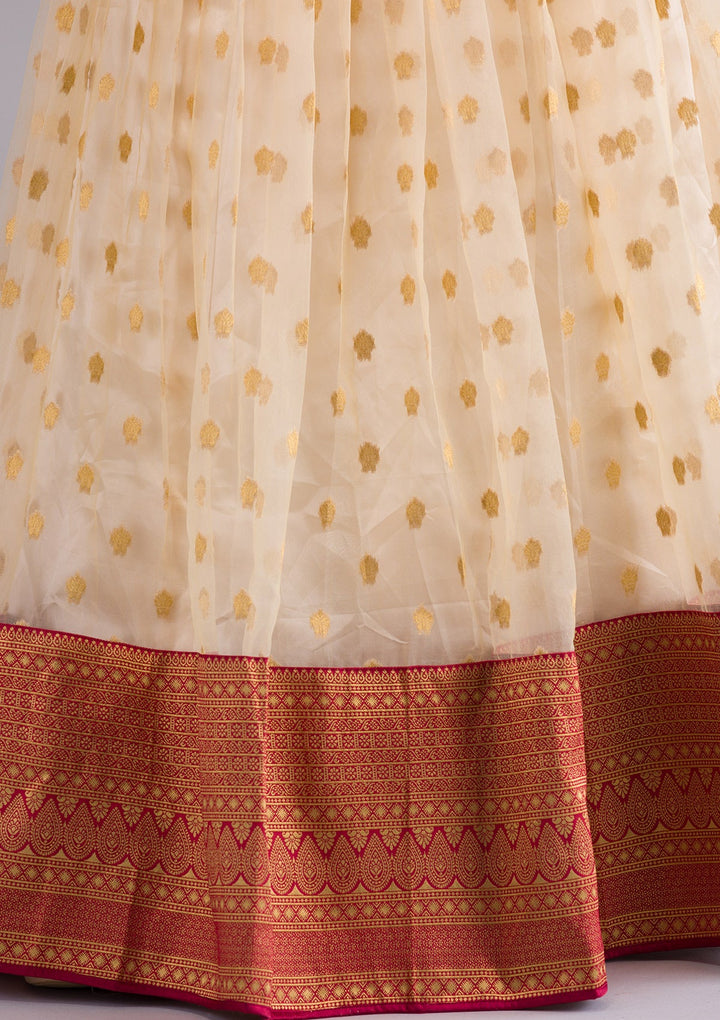 Gold Zariwork Art Silk Designer Lehenga-Koskii