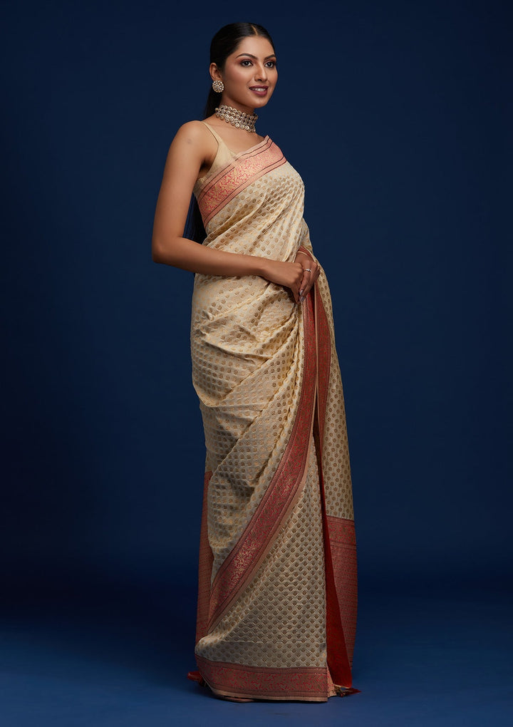 Gold Zariwork Art Silk Designer Saree - Koskii