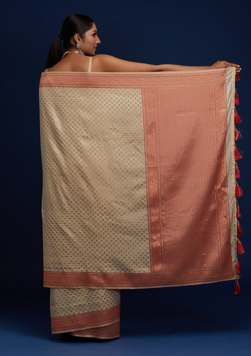 Gold Zariwork Art Silk Designer Saree - Koskii