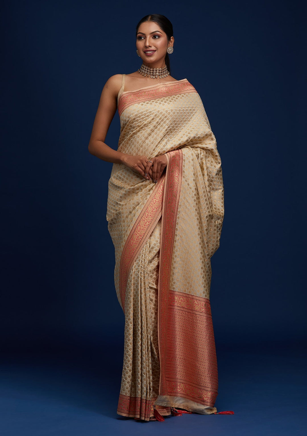 Gold Zariwork Art Silk Designer Saree - Koskii