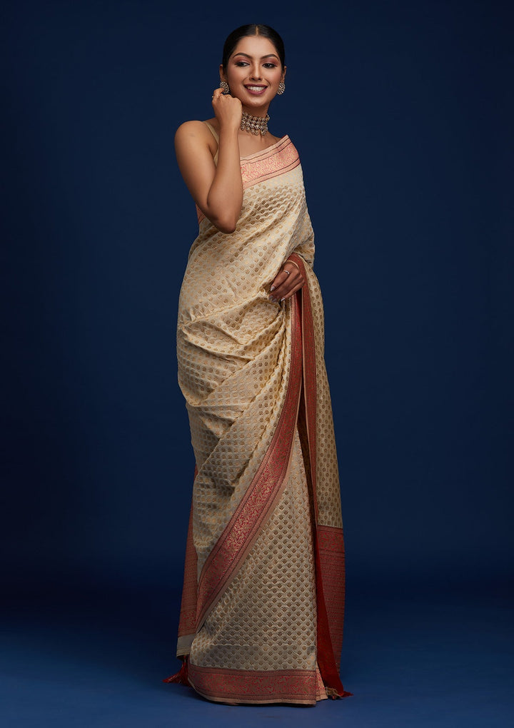 Gold Zariwork Art Silk Designer Saree - Koskii
