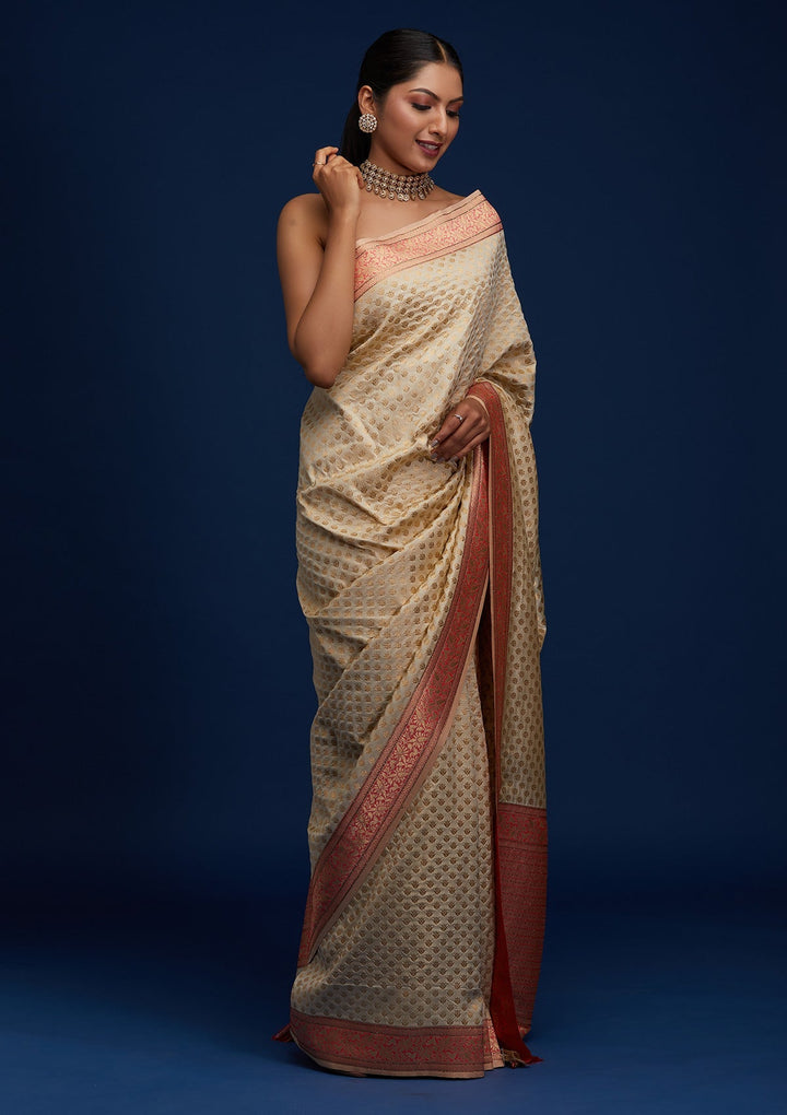 Gold Zariwork Art Silk Designer Saree - Koskii