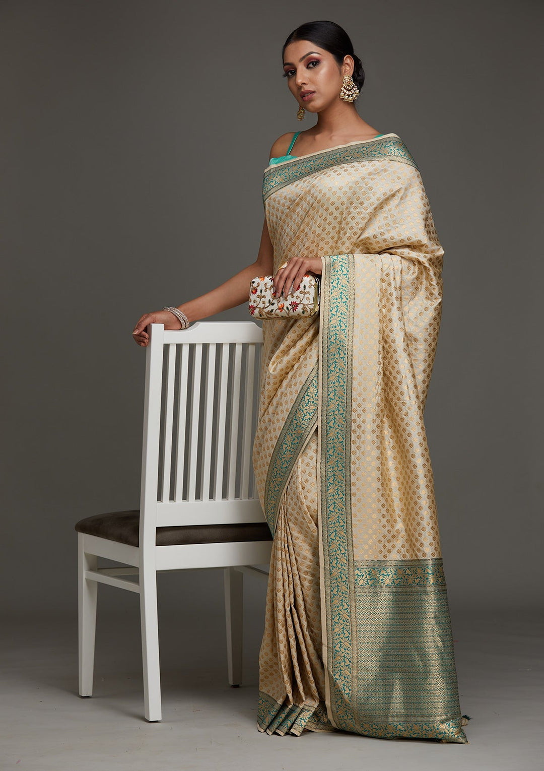 Gold Zariwork Art Silk Saree- Koskii