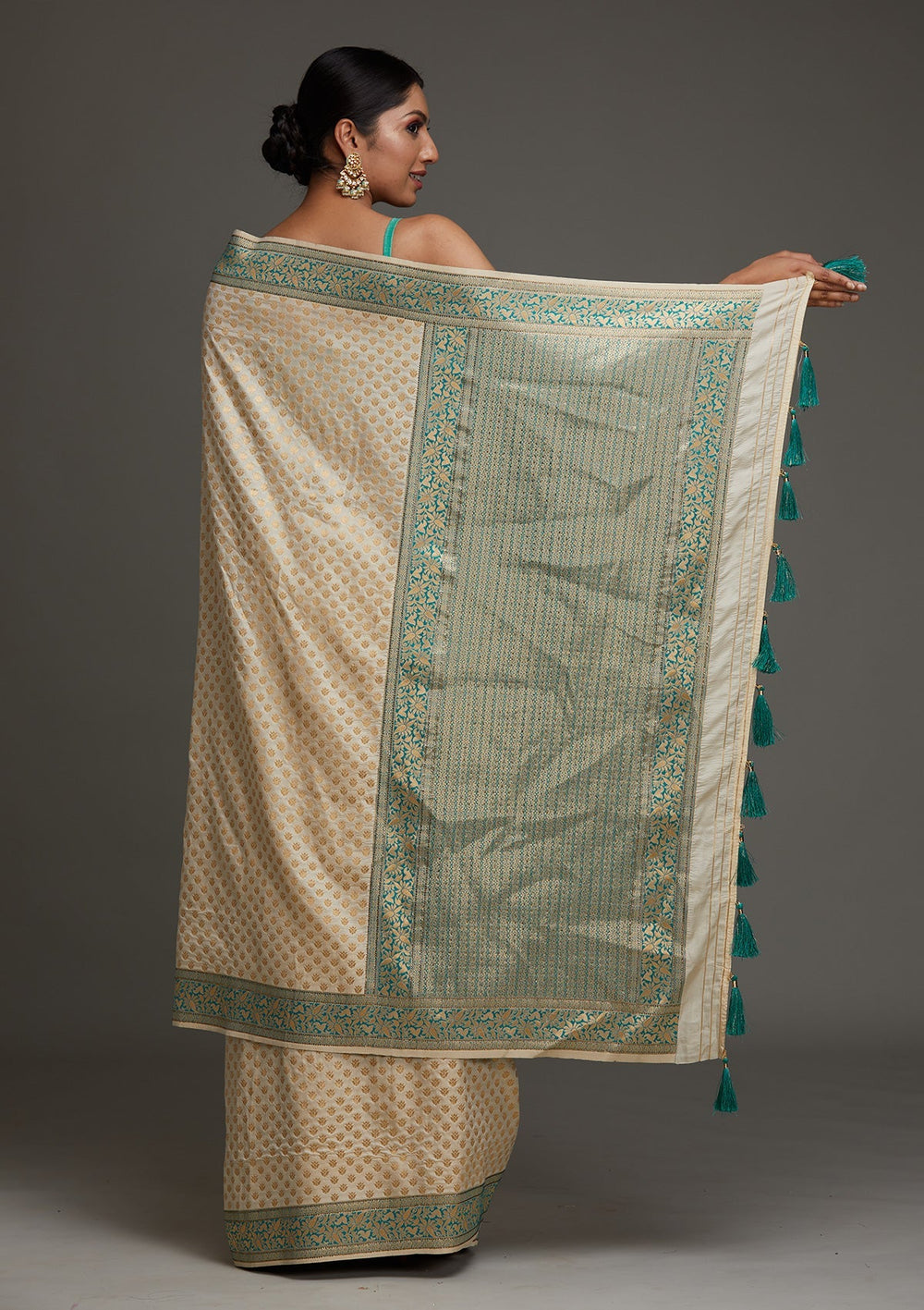 Gold Zariwork Art Silk Saree - Koskii