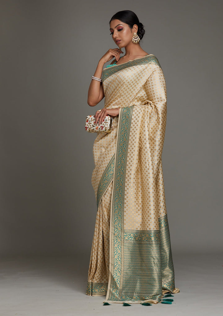 Gold Zariwork Art Silk Saree - Koskii