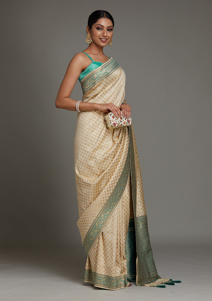 Gold Zariwork Art Silk Saree - Koskii