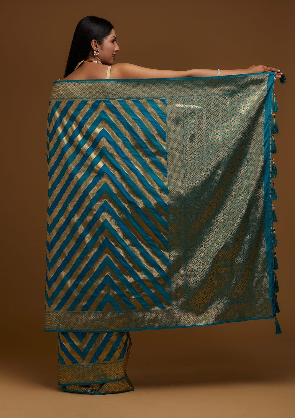 Gold Zariwork Art Silk Designer Saree - Koskii