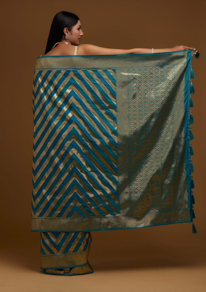 Gold Zariwork Art Silk Designer Saree - Koskii