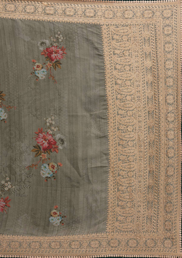 Gold Zariwork Art Silk Saree - Koskii