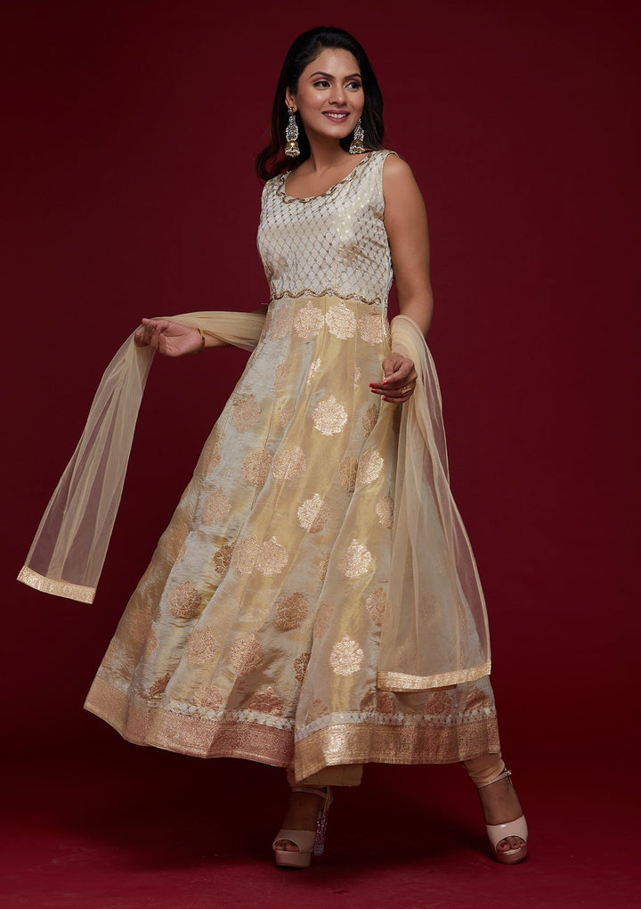 Gold Zariwork Banarasi Designer Salwar Suit - Koskii