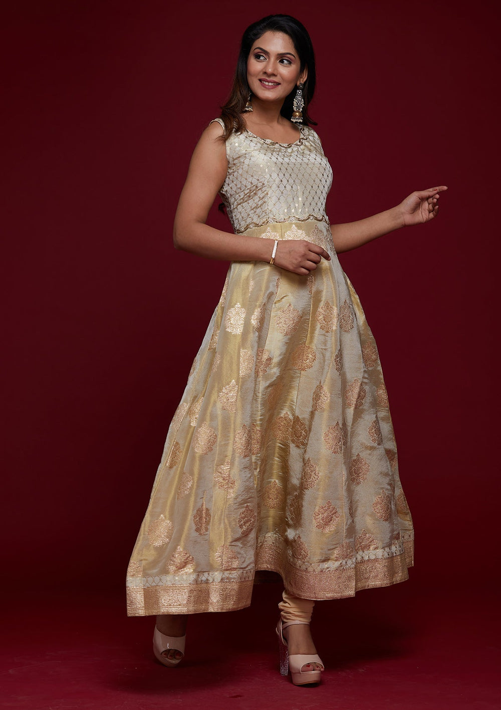 Gold Zariwork Banarasi Designer Salwar Suit - Koskii