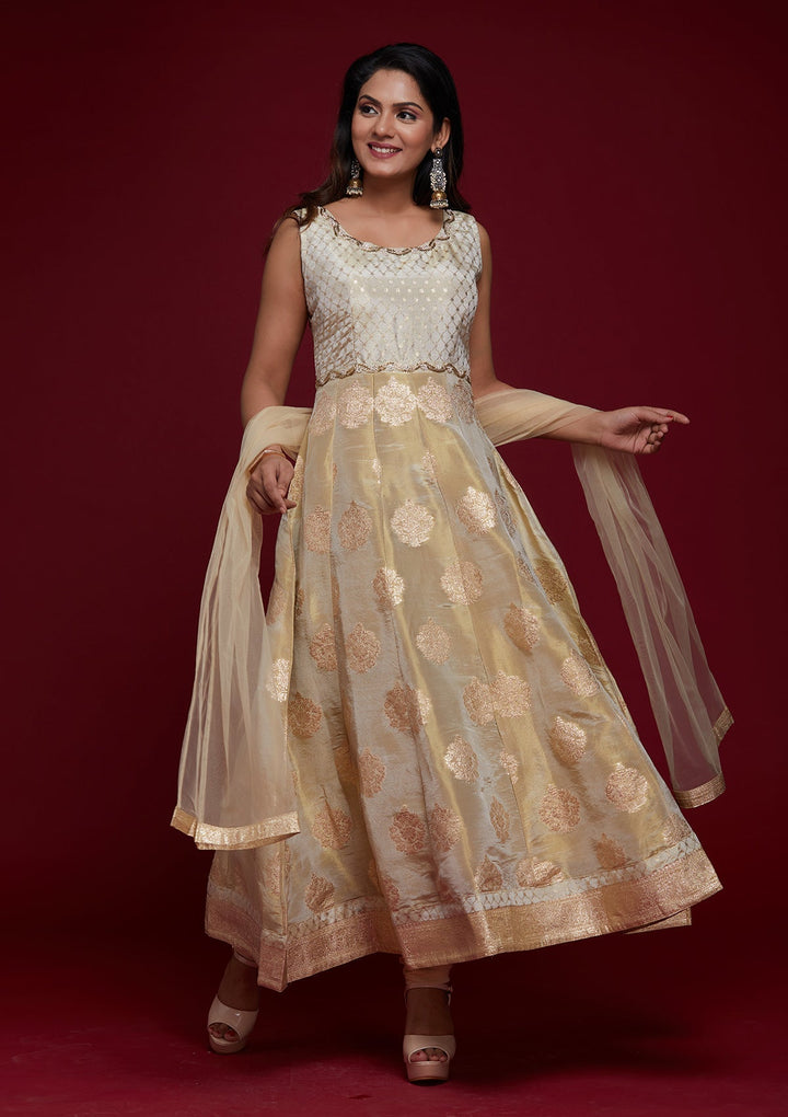 Gold Zariwork Banarasi Designer Salwar Suit - Koskii