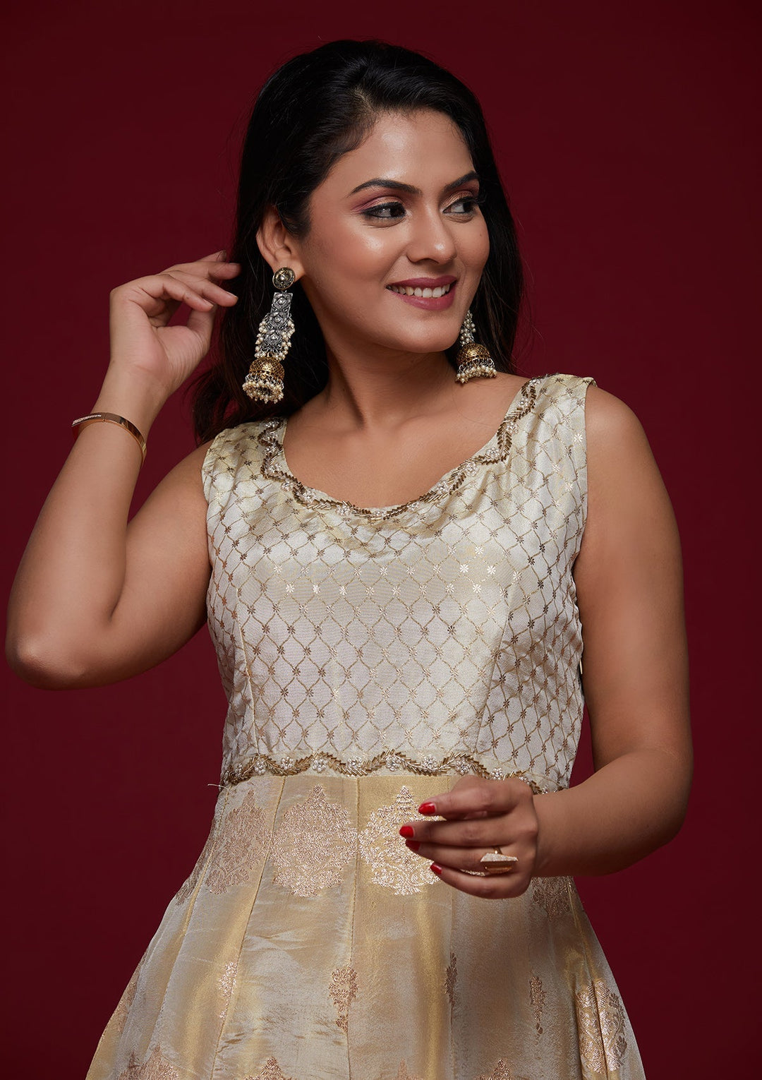 Gold Zariwork Banarasi Designer Salwar Suit - Koskii