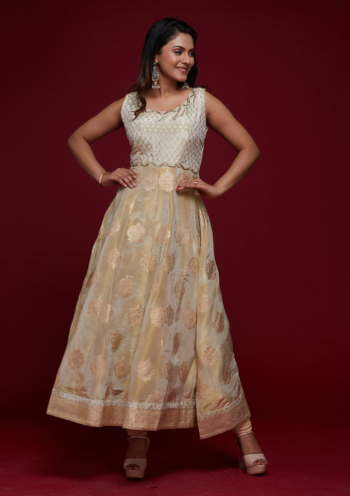 Gold Zariwork Banarasi Designer Salwar Suit - Koskii