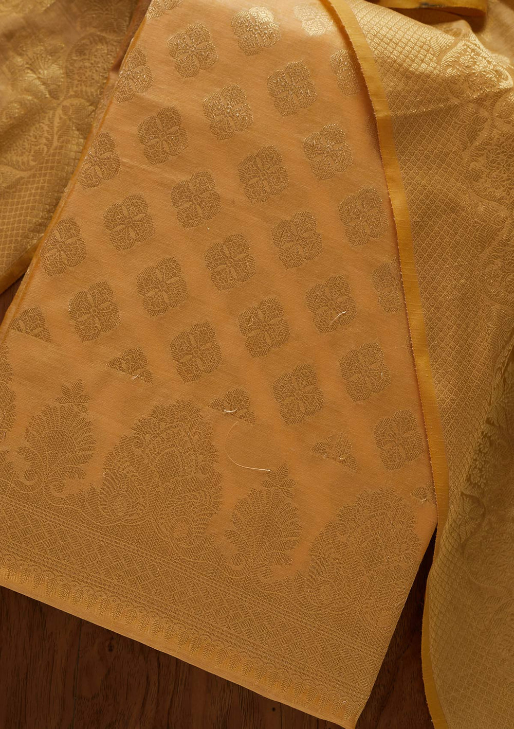 Gold Zariwork Banarasi Designer Unstitched Salwar Suit - koskii