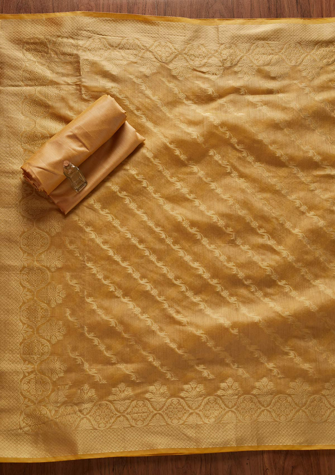 Gold Zariwork Banarasi Designer Unstitched Salwar Suit - koskii