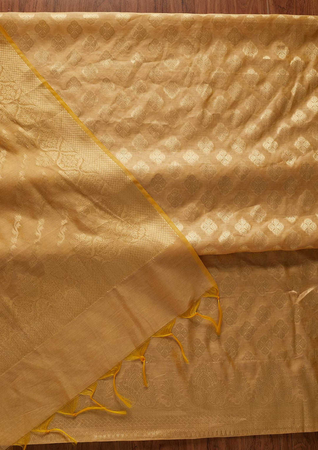 Gold Zariwork Banarasi Designer Unstitched Salwar Suit - koskii