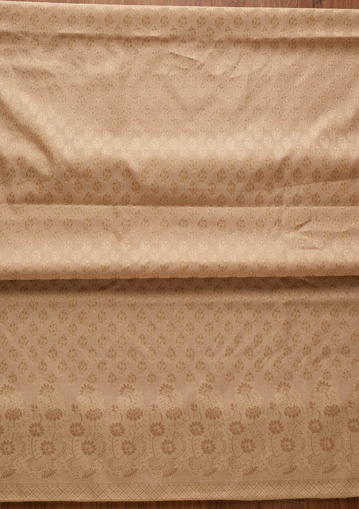 Gold Zariwork Banarasi Designer Unstitched Salwar Suit - koskii