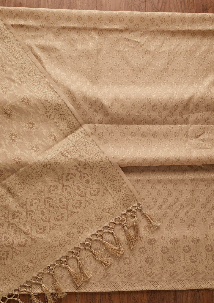 Gold Zariwork Banarasi Designer Unstitched Salwar Suit - koskii