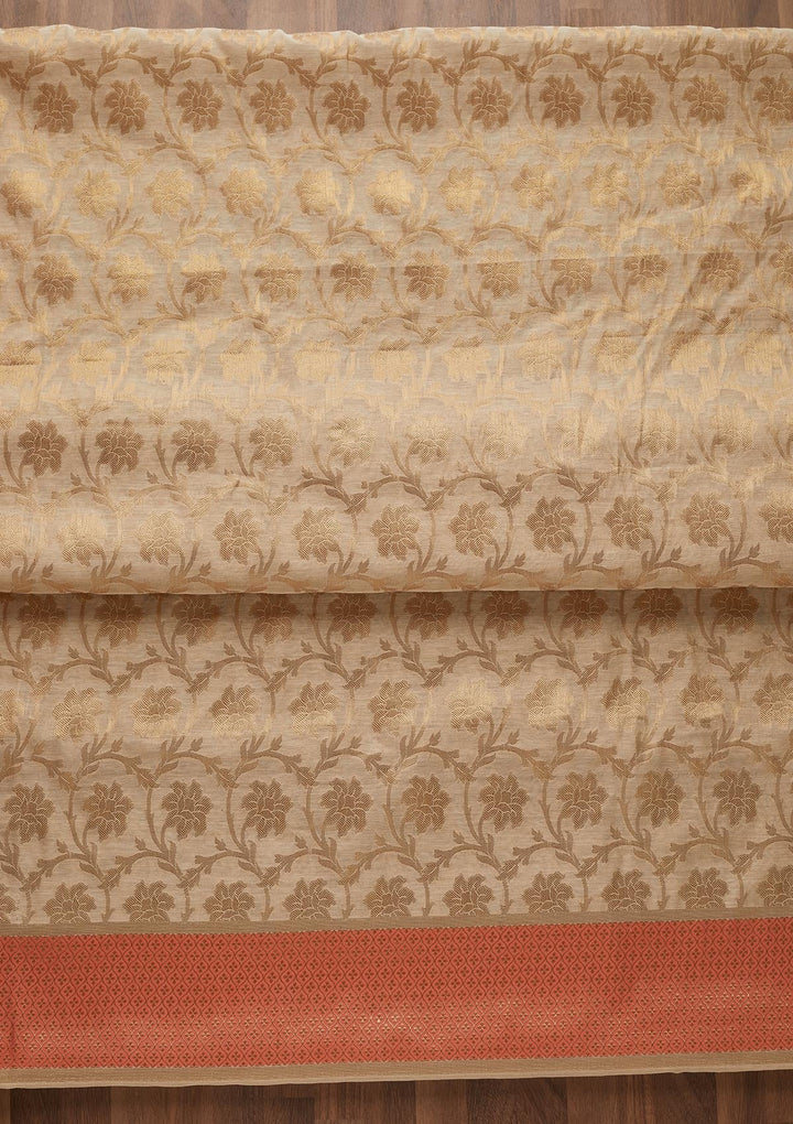 Gold Zariwork Brocade  Unstitched Salwar Suit - Koskii