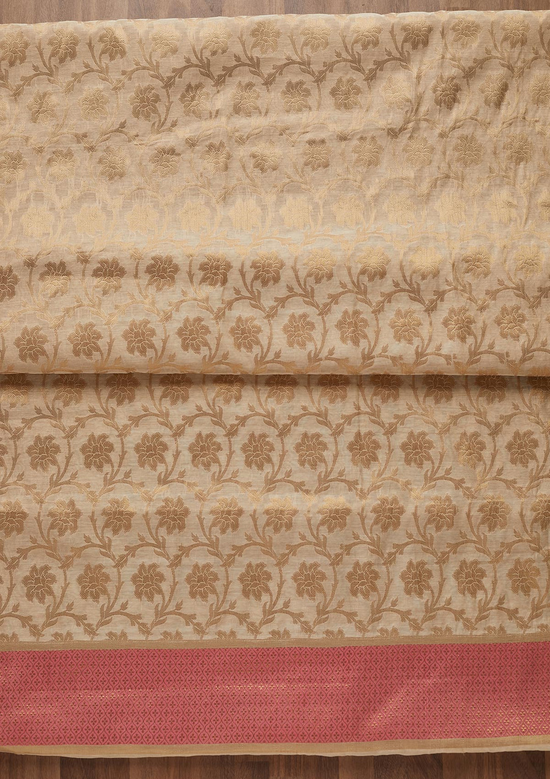 Gold Zariwork Brocade Unstitched Salwar Suit - Koskii