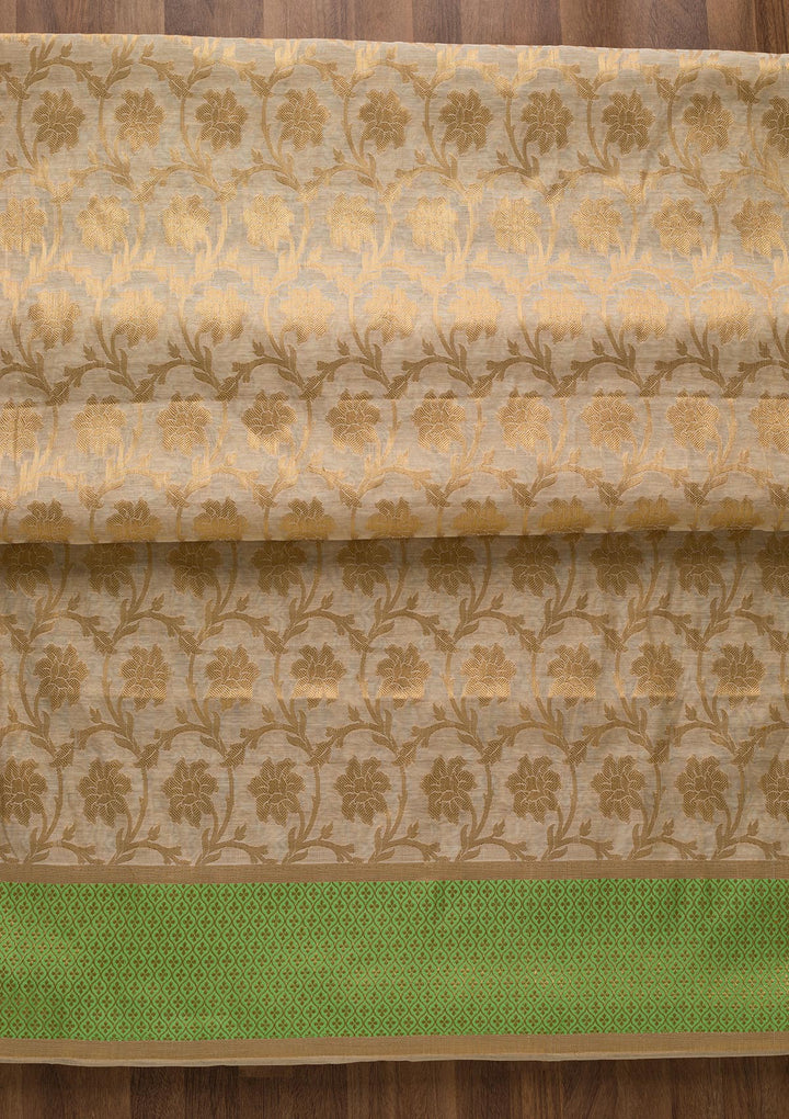 Gold Zariwork Brocade Unstitched Salwar Suit-Koskii
