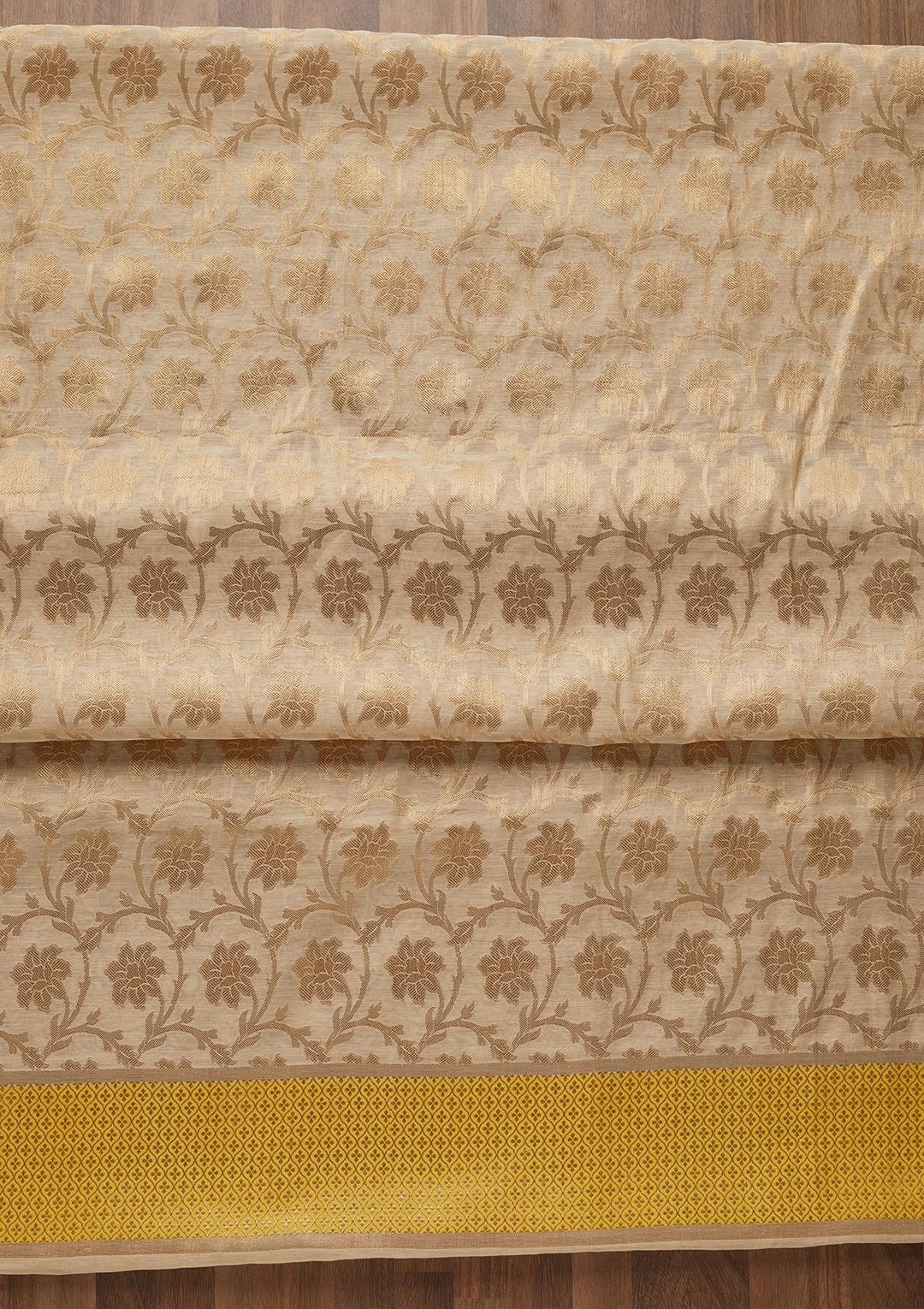 Gold Zariwork Brocade Unstitched Salwar Suit - Koskii