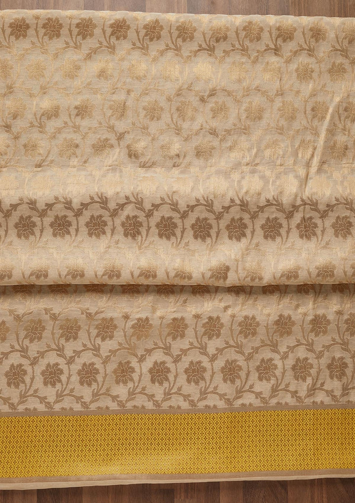 Gold Zariwork Brocade Unstitched Salwar Suit - Koskii
