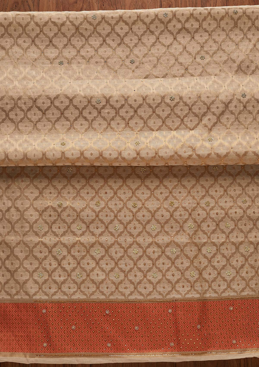 Gold Zariwork Brocade Designer Unstitched Salwar Suit - Koskii