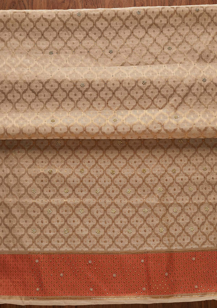 Gold Zariwork Brocade Designer Unstitched Salwar Suit - Koskii