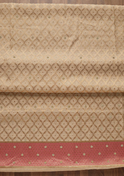 Gold Zariwork Brocade Unstitched Salwar Suit - Koskii