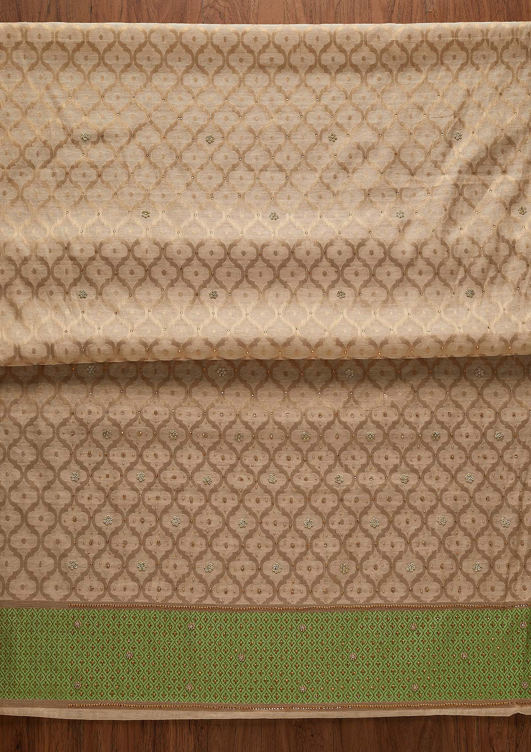 Gold Zariwork Brocade Designer Unstitched Salwar Suit - Koskii